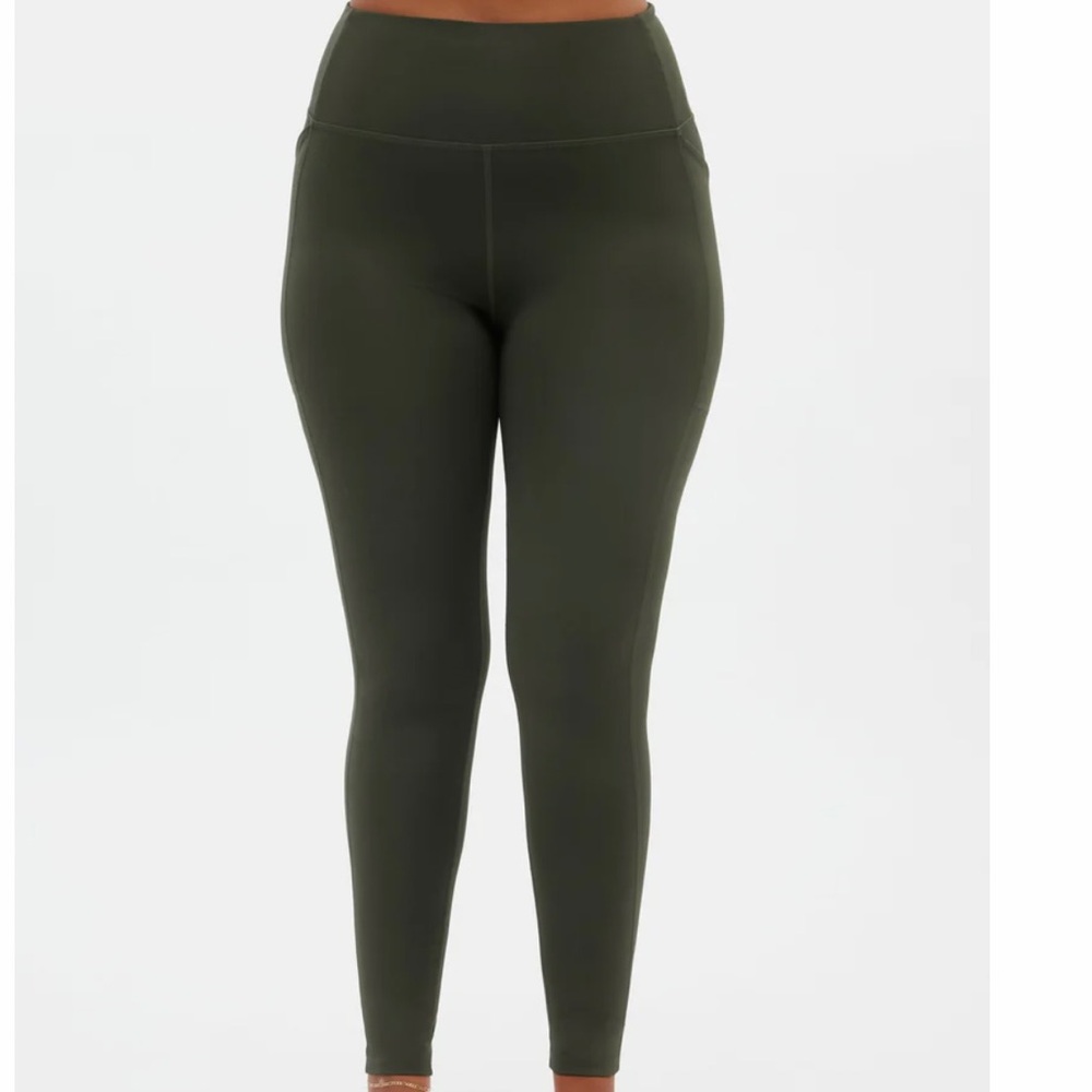 Girlfriend Collective Moss Green High-Rise Pocket Leggings